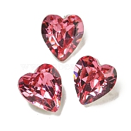 Glass Rhinestone Cabochons, Flat Back & Back Plated, Faceted, Heart, Rose, 5.5x5x3.5mm(RGLA-L029-16B-209)