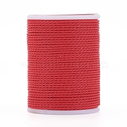 Round Waxed Polyester Cord, Taiwan Waxed Cord, Twisted Cord, Red, 1mm, about 12.02 yards(11m)/roll(X-YC-G006-01-1.0mm-15)