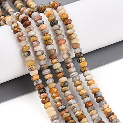 Natural Crazy Agate Beads Strands, Faceted, Rondelle, 3.5~4x2~2.5mm, Hole: 0.7~1mm, about 161~170pcs/strand, 14.69~15.35''(37.3~39cm)(G-T141-37)