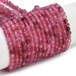 Natural Tourmaline Beads Strands, Faceted, Round, Grade A, Medium Violet Red, 3mm, Hole: 0.5mm, about 115~130pcs/strand, 14.5~16.1 inch(37~41cm)(G-F619-20A-3mm-01)