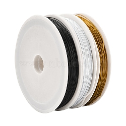 3 Rolss 3 Colors Tiger Tail Craft Wire, Nylon-coated Stainless Steel Craft Wire, for Beading Jewelry Craft Making, Round, Mixed Color, 25 Gauge(0.45mm), about 164.04 Feet(50m)/roll, 1 roll/color(FIND-YW0007-80)