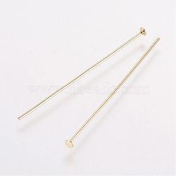 Rack Plating Brass Flat Head Pins, Long-Lasting Plated, Electroplated, Golden, 35x0.8mm, 20 Gauge, Head: 1.8mm(KK-E680-02-0.8x35mm-G)