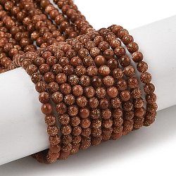 Synthetic Goldstone Beads Strands, Round, 3~3.5mm, Hole: 0.6mm, about 147pcs/strand, 15.59''(39.6cm)(G-G189-B02-02)