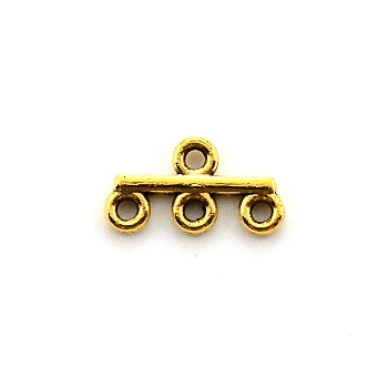 Alloy Chandelier Component Links, 4 Loop Connector, Tibetan Style, Antique Golden, 8.5x15.2x2mm, Hole: 1.6mm