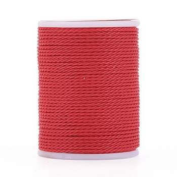 Round Waxed Polyester Cord, Taiwan Waxed Cord, Twisted Cord, Red, 1mm, about 12.02 yards(11m)/roll
