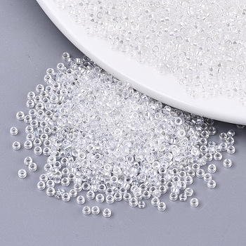 Glass Seed Beads, Fit for Machine Eembroidery, Transparent Colours Rainbow, Round, Clear, 11/0, 2.5x1.5mm, Hole: 1mm, about 20000pcs/bag