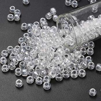 TOHO 3/0 Round Beads, Japanese Seed Beads, (101) Crystal Transparent Luster, 5.5mm, Hole: 1.9mm, about 60pcs/10g