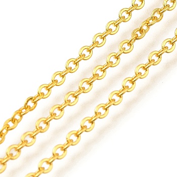 Rack Plating Brass Cable Chains, with Spool, Unwelded, Real 24K Gold Plated, 2.5x2x0.4mm, about 32.81 Feet(10m)/Roll