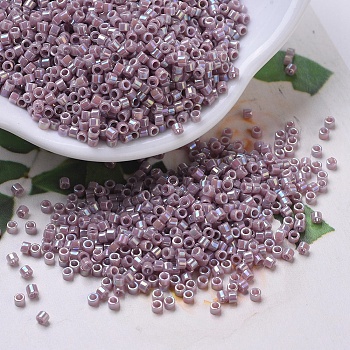 MIYUKI Delica Beads, Cylinder, Japanese Seed Beads, 11/0, (DB0158) Opaque Mauve AB, 1.3x1.6mm, Hole: 0.8mm, about 100000pcs/500g
