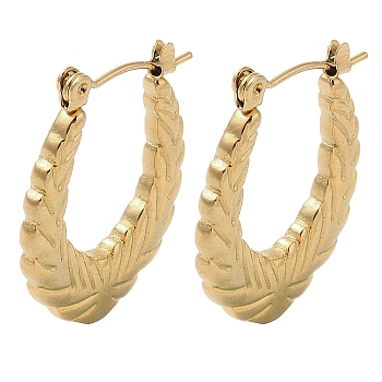 Leaf 201 Stainless Steel Half Hoop Earrings for Women, with 304 Stainless Steel Pin, Golden, 26x3mm