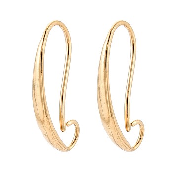 Ion Plating(IP) 304 Stainless Steel Earring Hooks, Real 18K Gold Plated, 18.5x3mm, Hole: 3mm, Pin: 0.8mm