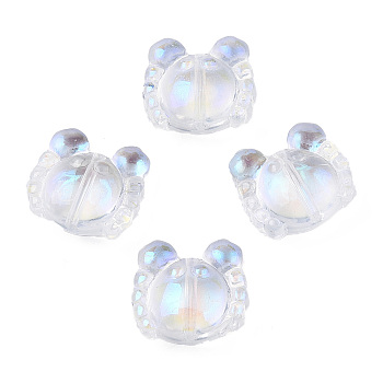 Transparent Electroplate Glass Beads, AB Color Plated, Crab, Clear AB, 13x14x6.5mm, Hole: 1mm