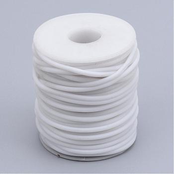 Hollow Pipe PVC Tubular Synthetic Rubber Cord, Wrapped Around White Plastic Spool, White, 2mm, Hole: 1mm, about 54.68 yards(50m)/roll