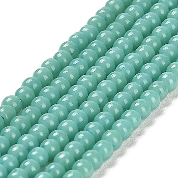 Imitation Jade Glass Beads Strands, Round, Dark Cyan, 2~2.5mm, Hole: 0.6mm, about 173~180pcs/strand, 14.57''~14.84''(37~37.7cm)