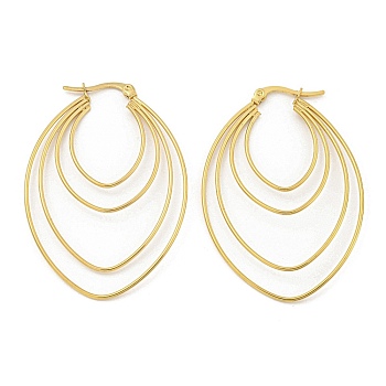 304 Stainless Steel Earrings for Women, Oval, Golden, 52x35x1mm