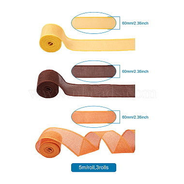 Yilisi 3 Rollen 3 Farben Polyester-Leinenimitat-Wickelband(OCOR-YS0001-02B)-8