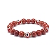 Natural Red Jasper & Lampwork Evil Eye Round Beaded Stretch Bracelet(BJEW-JB08713-03)-1