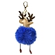 Imitation Rex Rabbit Fur & PU Leather Christmas Reindeer Pendant Keychain(KEYC-K018-03KCG-03)-2