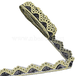 Sparkle Polyester Lace Ribbon, Flower Edge Lace Trimming with Paillette, Clothing Accessories, Black, 1-3/4 inch(43.5mm)(SRIB-WH20020-049D)