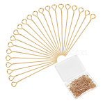 200Pcs 304 Stainless Steel Eye Pins, for Jewelry Making, Golden, 22 Gauge, 30mm, Hole: 2mm, Pin: 0.6mm(STAS-UN0054-76)
