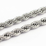 Tarnish Resistant 304 Stainless Steel Rope Chains, Stainless Steel Color, 4.8x1mm(CHS-O005-43D)