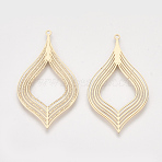 Brass Pendants, Etched Metal Embellishments, Cadmium Free & Nickel Free & Lead Free, Light Gold, 39x22x0.3mm, Hole: 1mm(KKC-T001-31KC)