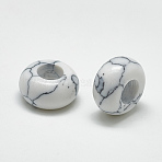 Synthetic Turquoise European Beads, Large Hole Beads, Rondelle, WhiteSmoke, 12x6.5mm, Hole: 5mm(X-TURQ-S290-84C-01)
