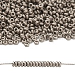 TOHO 6/0 Demi Round Beads, Japanese Seed Beads, Matte Nickel Plating, (566) Opaque Metallic Frosted Antique Silver, 6/0, 4x1.9mm, Hole: 1.5mm, about 13500pcs/pound(450g)(SEED-DR06-0566)