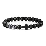 Bohemian Tiger Eye Stone Bracelet Cross Natural Stone Beads Vintage Matte Bead Bracelet(ZU3790-11)