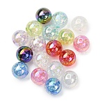 UV Plating Transparent Resin Beads, Round, with Paillette, AB Color Plated, Mixed Color, 16mm, Hole: 2mm(RESI-C073-11)