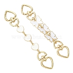 2Pcs 2 Styles Alloy Enamel Heart Butterfly Link Chain Bag Extender Chains, with Swivel Clasps, for Bag Straps Replacement Accessories, Light Gold, White, 16~17cm, 1pc/style(FIND-YW0008-10A)