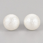 Imitation Pearl Acrylic Beads, Undrilled/No Hole, Matte Style, Round, Creamy White, 5mm(ACRP-R008-5mm-02)