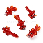 5Pcs Handmade Lampwork Beads, Goldfish, Red, 28~35x15.5x16mm, Hole: 1.7mm(LAMP-YW0001-39)