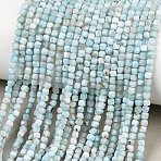 Natural Larimar Beads Strands, Faceted Table Cut Cube, Grade AA, 2~2.5x2~2.5x2mm, Hole: 0.5mm, about 188pcs/strand, 15.67''(39.8cm)(G-F803-C01-03A)