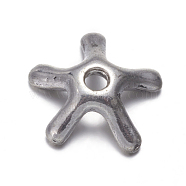 Antique Silver Tone Flower Tibetan Silver Bead Caps, Lead Free & Cadmium Free, about 8.5mm in diameter, Hole: about 1mm(X-AB127)