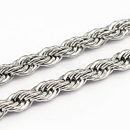 304 Stainless Steel Rope Chains, Stainless Steel Color, 4.8x1mm(CHS-O005-43D)