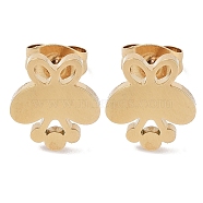 Vacuum Plating 304 Stainless Steel Stud Earrings for Women, Butterfly, Golden, 10x9mm(EJEW-A048-48C-G)