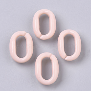 Acrylic Linking Rings, Quick Link Connectors, For Jewelry Cable Chains Making, Oval, Misty Rose, 16x11x6.5mm, Inner Diameter: 11x5mm, about 1136pcs/500g(OACR-S029-119A-06)