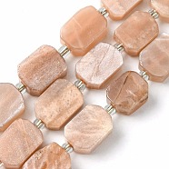 Natural Sunstone Beads Strands, with Seed Beads, Rectangle, 11.5~12.5x7.5~10x5~6.5mm, Hole: 0.8~0.9mm, about 13pcs/strand, 7.68~8.07 inch(19.5~20.5cm)(G-C098-A12-01)