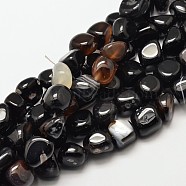 Dyed Natural Black Agate Nuggets Beads Strands, Tumbled Stone, 9~13x9~13x9~13mm, Hole: 1mm, about 35~40pcs/strand, 15.7 inch(G-P092-33)
