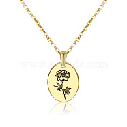 304 Stainless Steel Birth Month Flower Pendant Necklace, Floral Dainty Jewelry for Women, Golden, October Marigold, 17.72 inch(45cm)(HUDU-PW0001-034J)