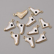 Zine Alloy Enamel Charms, Shoes Charms, Light Gold, White, 12x17x2mm, Hole: 1.5mm(ENAM-WH0065-03LG-04)