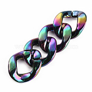 Acrylic Linking Rings, Quick Link Connectors, For Jewelry Chains Making, AB Color Plated, Twist, Rainbow color Plated, 40x33x6.5mm, Inner Diameter: 18x22mm(OACR-T025-04)