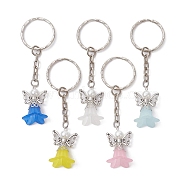 Angel Acrylic & Alloy Pendant Keychain, with Iron Split Key Rings, Mixed Color, 7.8cm(KEYC-JKC00597)