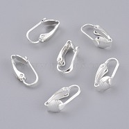 Brass Clip-on Earring Findings, 925 Sterling Silver Plated, 16x8x3.5mm(KK-Z007-30S)