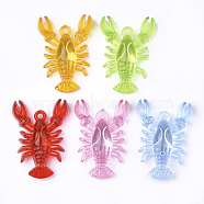 Transparent Acrylic Pendants, Lobster, Mixed Color, 48.5x34.5x12.5mm, Hole: 3mm, about 95pcs/500g(TACR-S149-02)