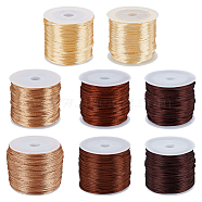8 Roll 8 Styles Nylon Rattail Satin Cord, Beading String, for Chinese Knotting, Jewelry Making, Coconut Brown, 1~2mm, about 10.93 yards(10m)/roll~32.8 yards(30m)/roll, 1 roll/style(NWIR-BC0002-06D)