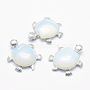 Opalite Pendant, with Alloy Findings, Tortoise, Platinum, 38x30.5x8.2mm, Hole: 3x4.5mm(G-G759-B06)