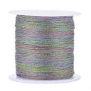 Polyester Braided Metallic Thread, for DIY Braided Bracelets Making and Embroidery, Colorful, 0.4mm, 6-Ply, about 54.68 yards(50m)/roll(X-OCOR-I007-B-15)
