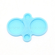 DIY Earring Silicone Molds, Resin Casting Pendant Molds, For UV Resin, Epoxy Resin Jewelry Making, Flat Round, Deep Sky Blue, 44x59x5mm, Inner Diameter: 8.5mm and 23mm(DIY-TAC0012-57)